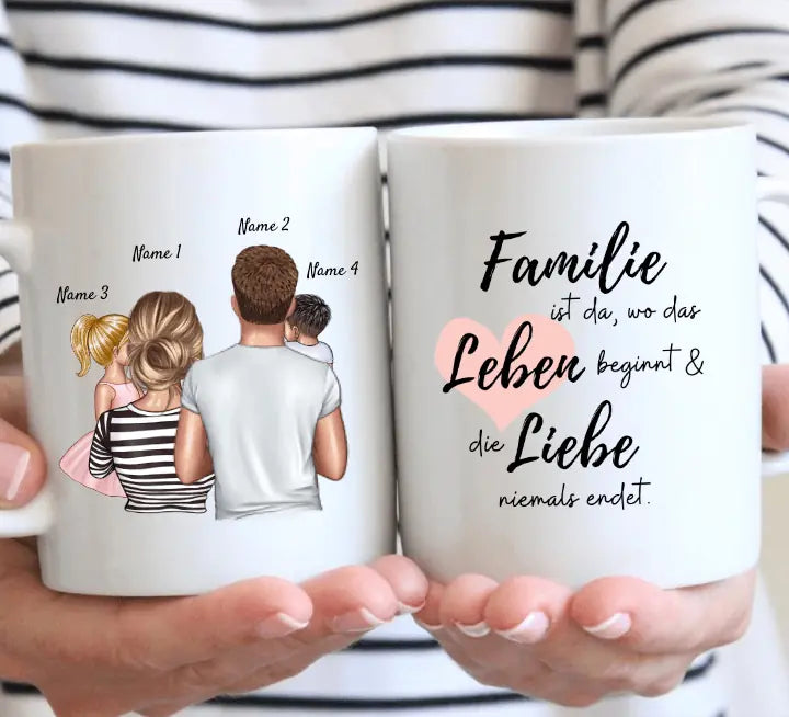 Familjen är här - Personlig mugg (föräldrar med barn)