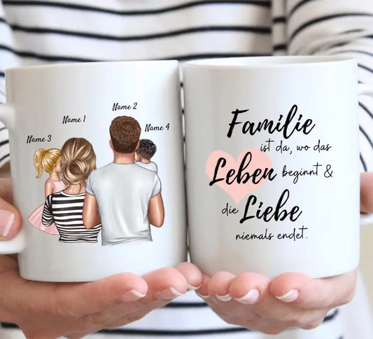 Familjen är här - Personlig mugg (föräldrar med barn)