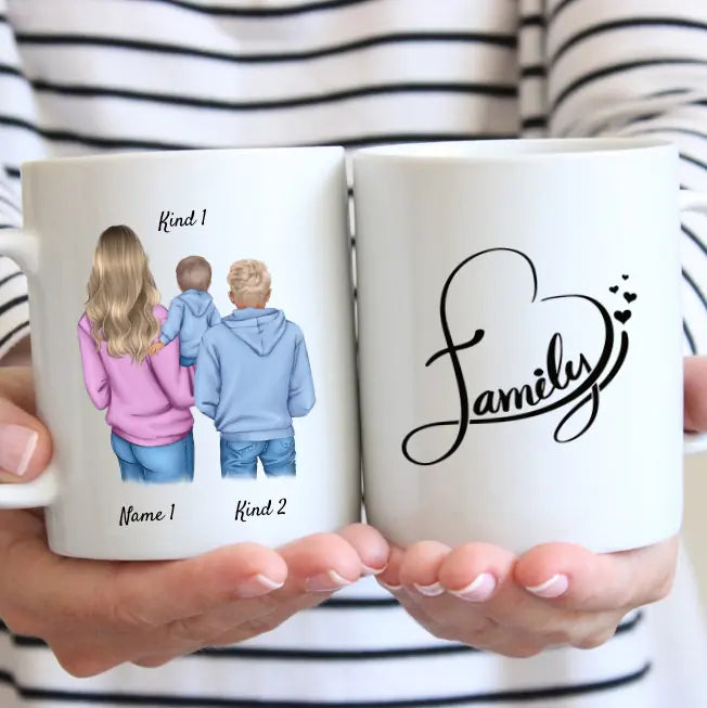 Mamma med barn - Personlig mugg (1-3 barn)