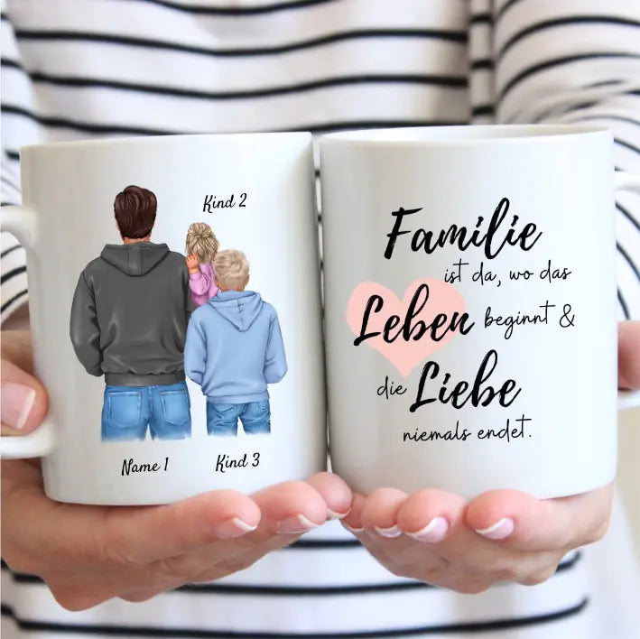 Pappa med barn - Personlig mugg (1-3 barn, tonåringar)