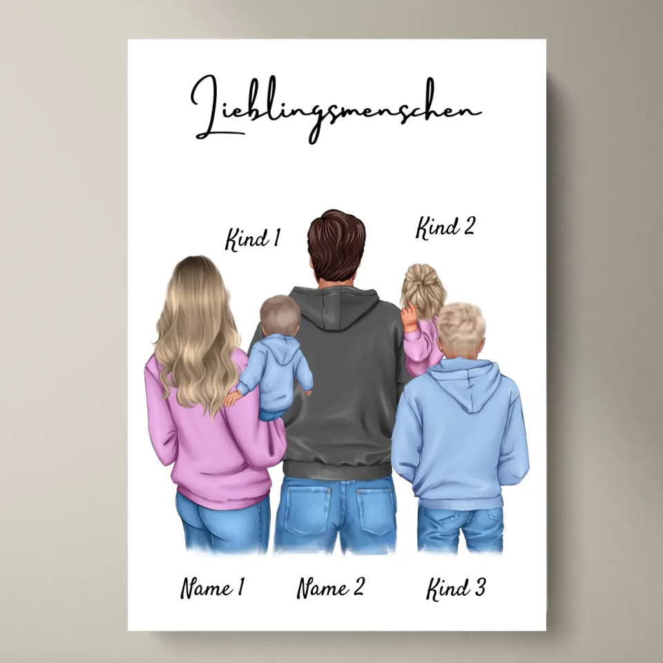 Min familj poster - Personlig poster (1-4 barn)