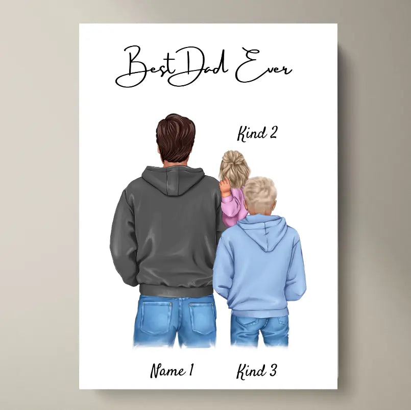 Bästa pappan poster - personlig poster (1-4 barn, tonåringar)