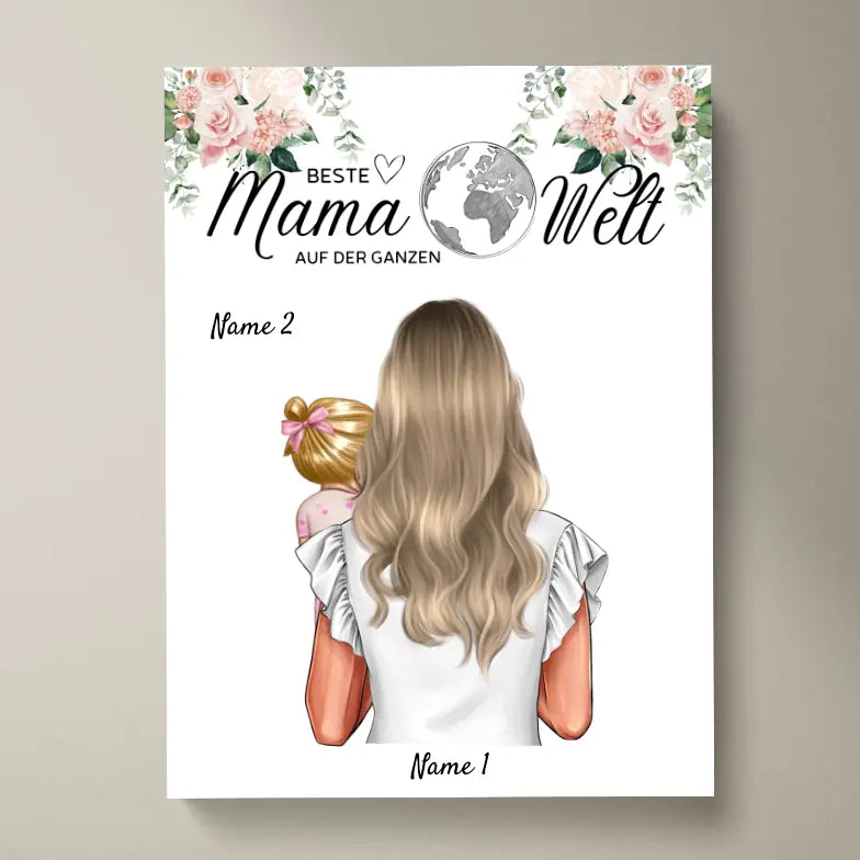 Världens bästa mamma - Personlig poster (mamma med barn)