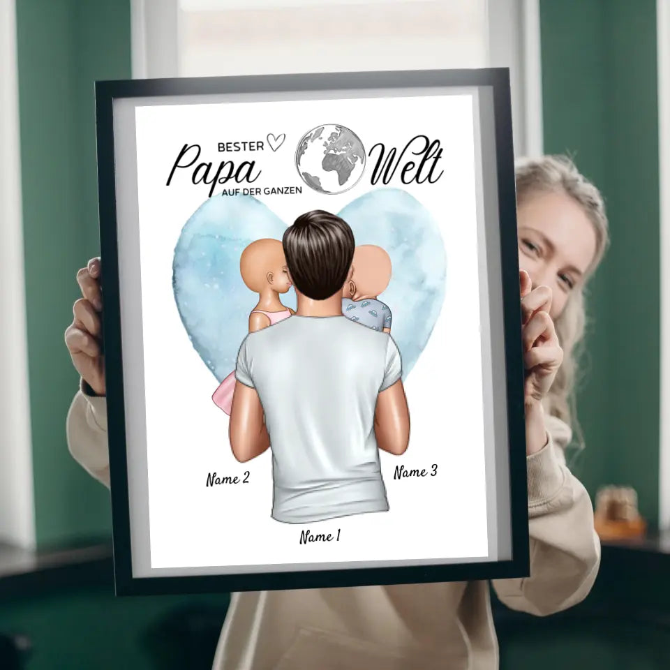 Världens bästa pappa - Personlig canvas (pappa med barn)