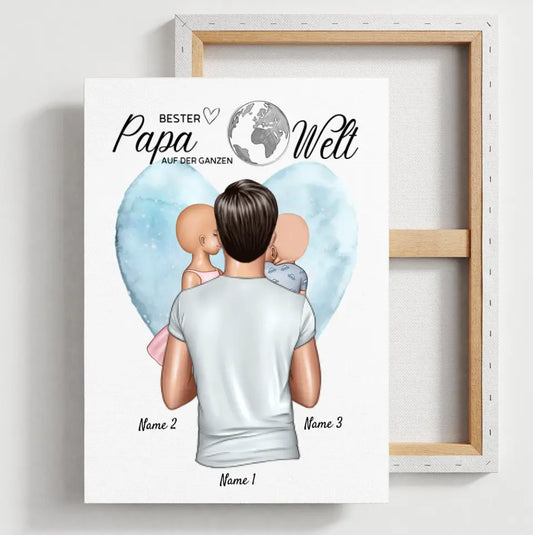 Världens bästa pappa - Personlig canvas (pappa med barn)