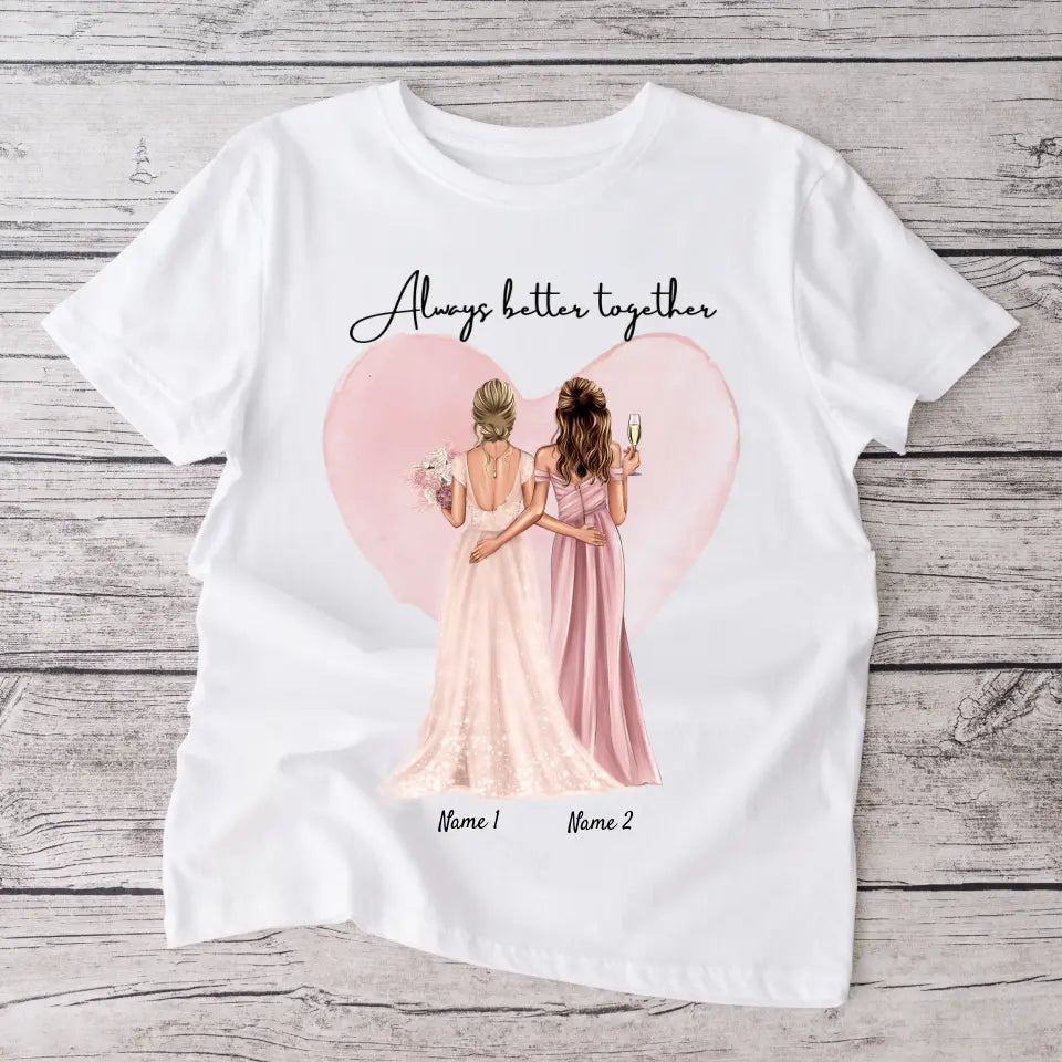 Bruden med hedersbrudtärna / brudtärna - Personaliserad T-Shirt (100 % Bomull, Unisex)