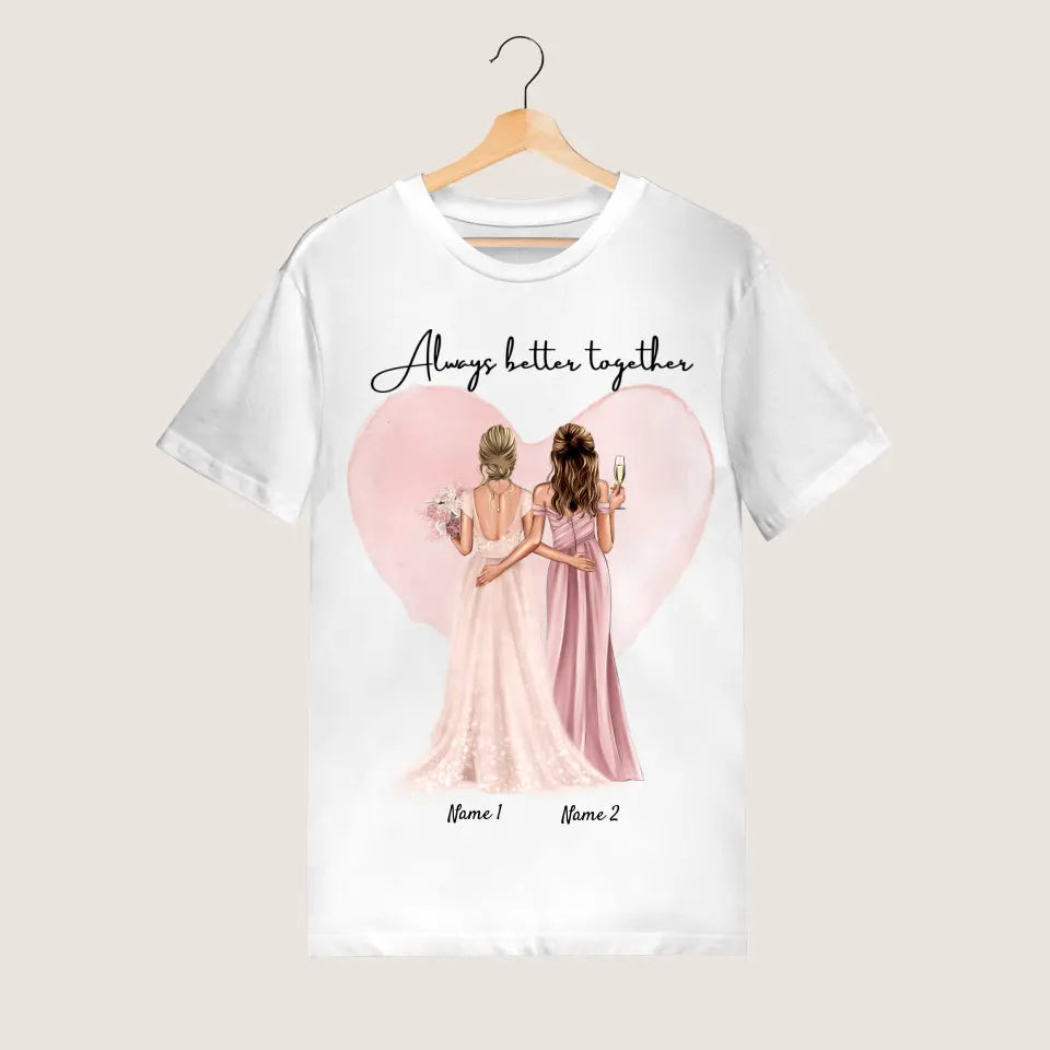Bruden med hedersbrudtärna / brudtärna - Personaliserad T-Shirt (100 % Bomull, Unisex)