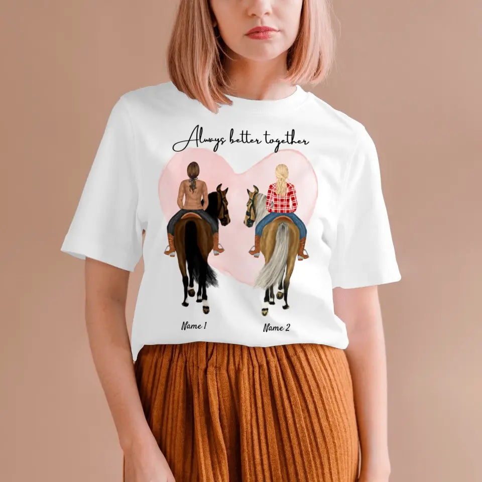 Bästa hästvänner - Personlig T-shirt (1-3 ryttare)
