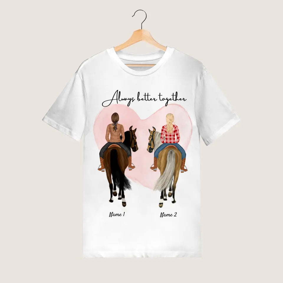 Bästa hästvänner - Personlig T-shirt (1-3 ryttare)