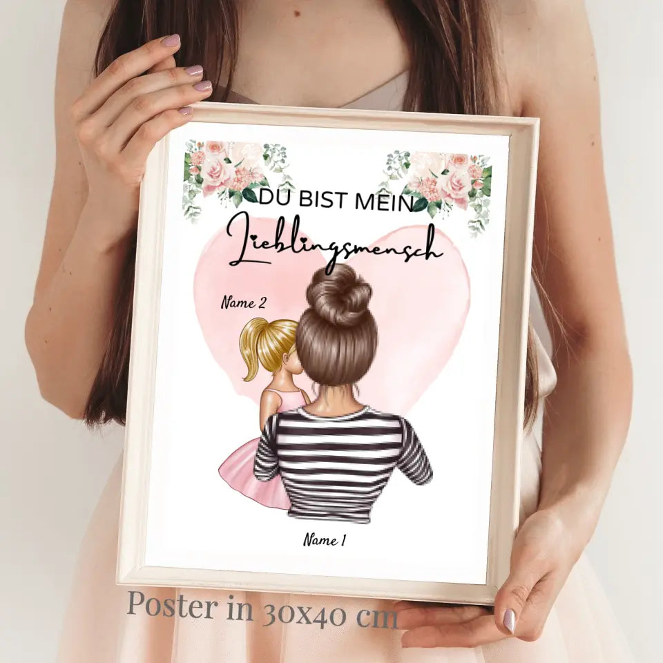 Mamma, min favoritperson - Personlig poster (mamma med 1-4 barn)