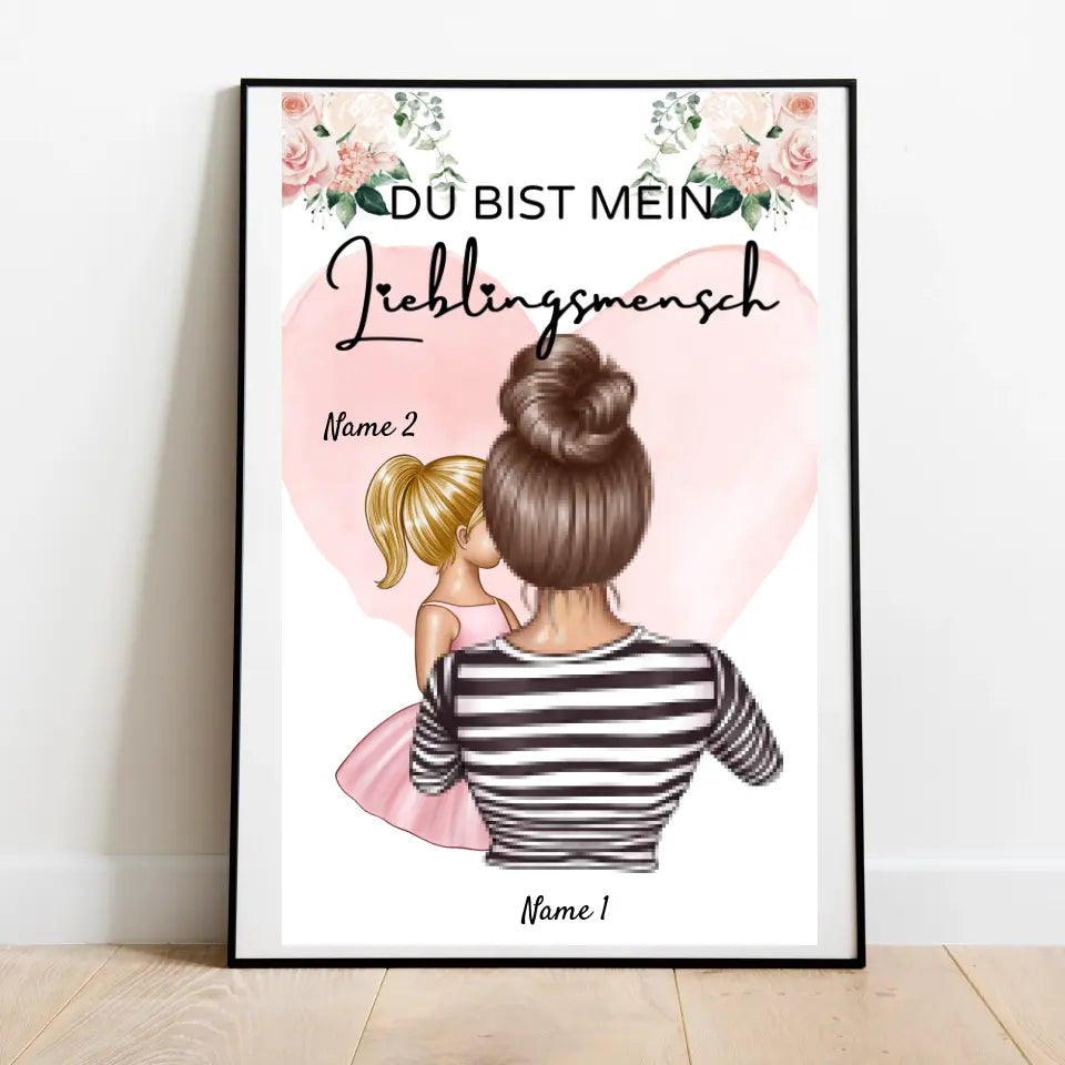 Mamma, min favoritperson - Personlig poster (mamma med 1-4 barn)