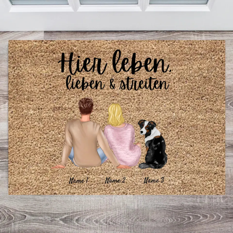 Par med husdjur - Personlig dörrmatta för familjen (par med hund eller katt)