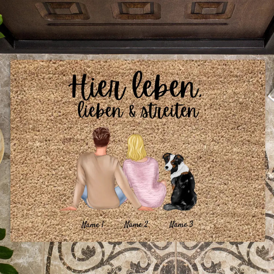 Par med husdjur - Personlig dörrmatta för familjen (par med hund eller katt)