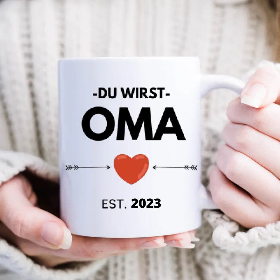 Du ska bli mormor/morfar - Personlig mugg med tillkännagivande, överraskning