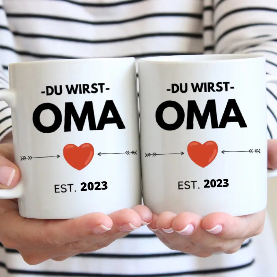Du ska bli mormor/morfar - Personlig mugg med tillkännagivande, överraskning