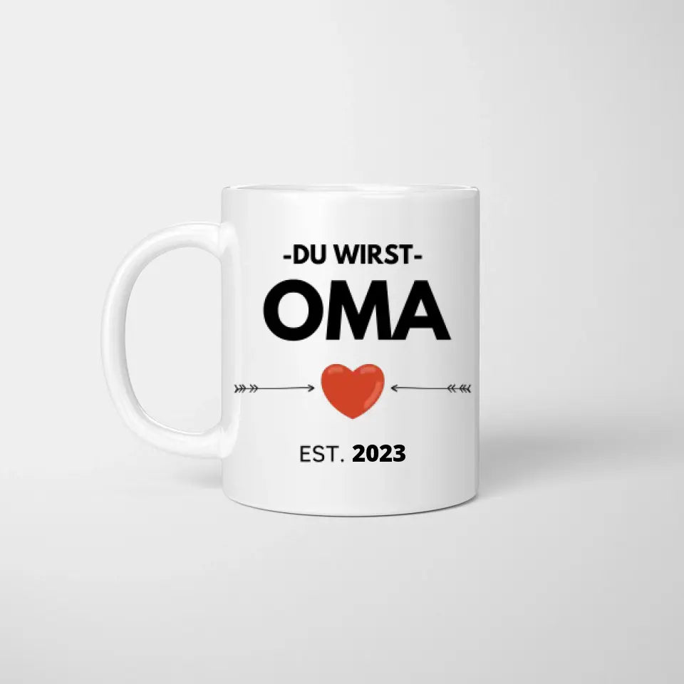 Du ska bli mormor/morfar - Personlig mugg med tillkännagivande, överraskning