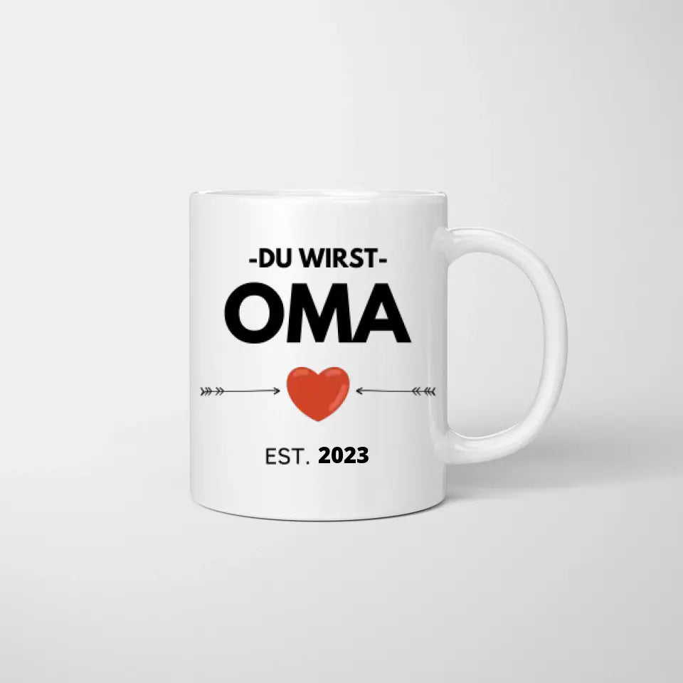 Du ska bli mormor/morfar - Personlig mugg med tillkännagivande, överraskning
