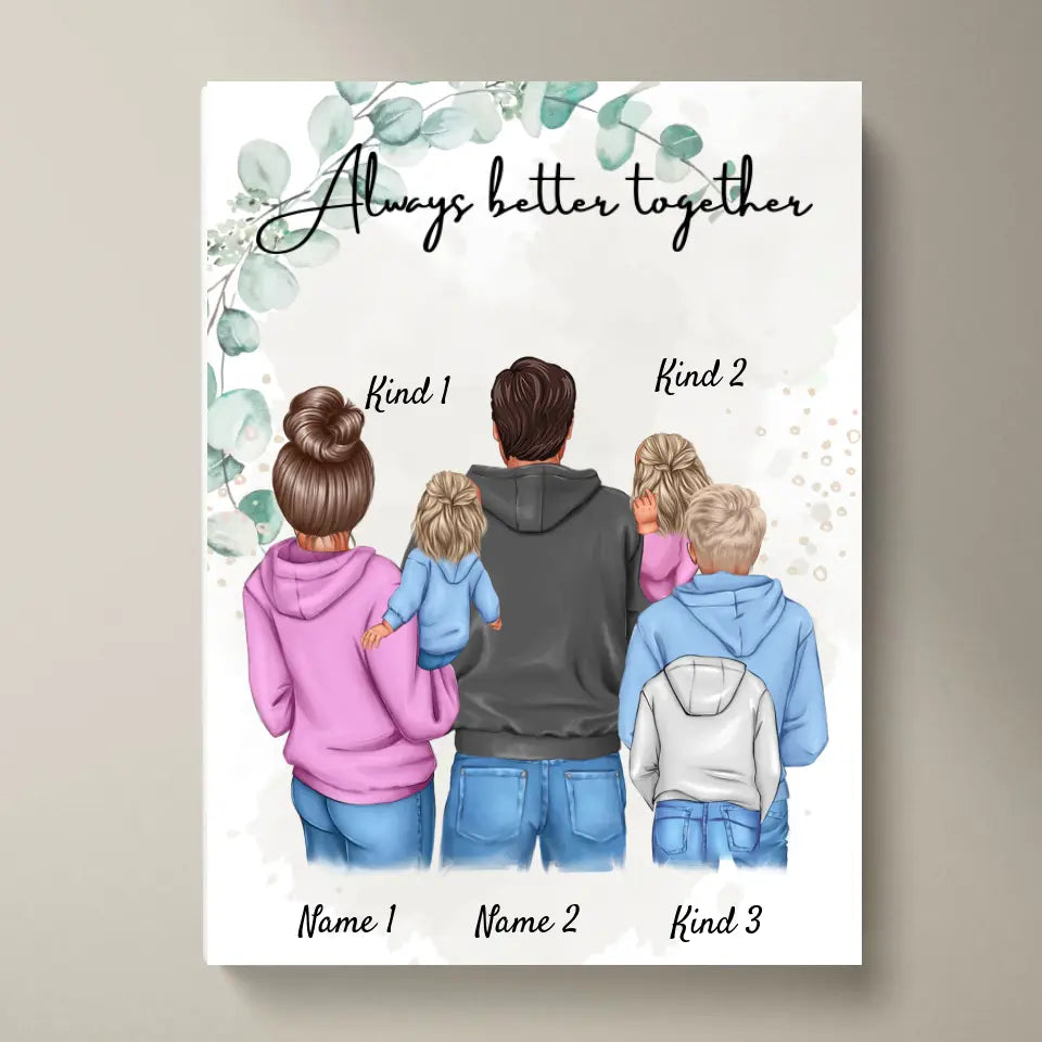 Min familj poster - Personlig poster (1-4 barn)