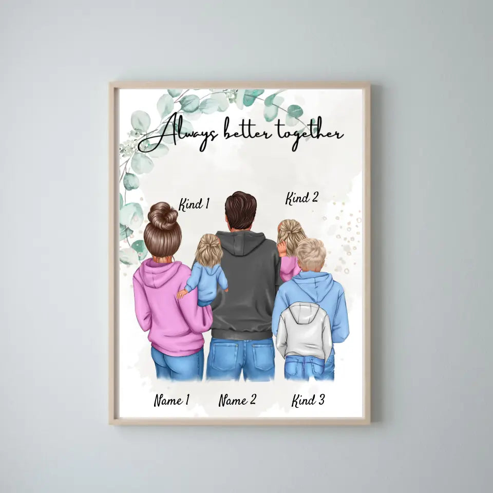 Min familj poster - Personlig poster (1-4 barn)