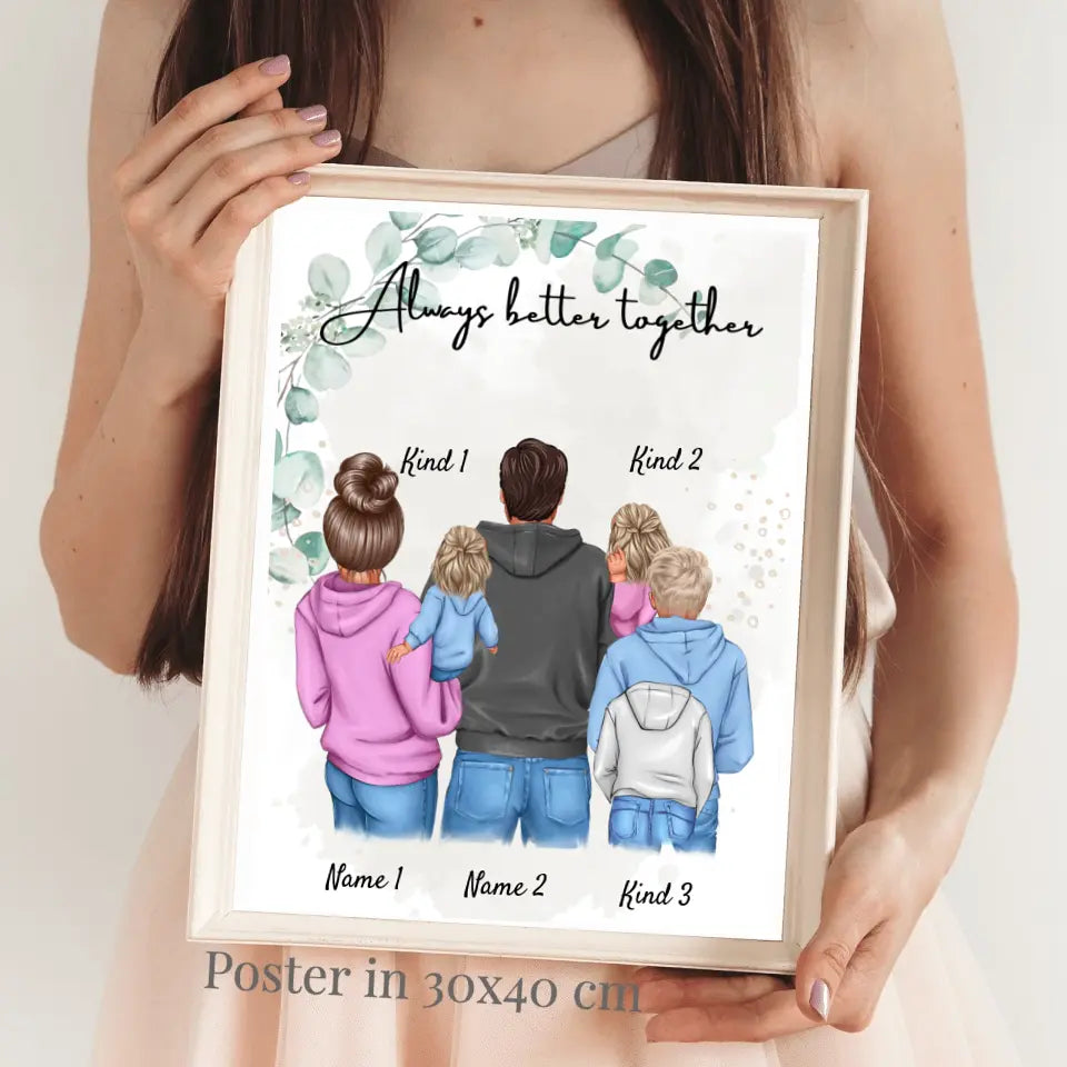 Min familj poster - Personlig poster (1-4 barn)