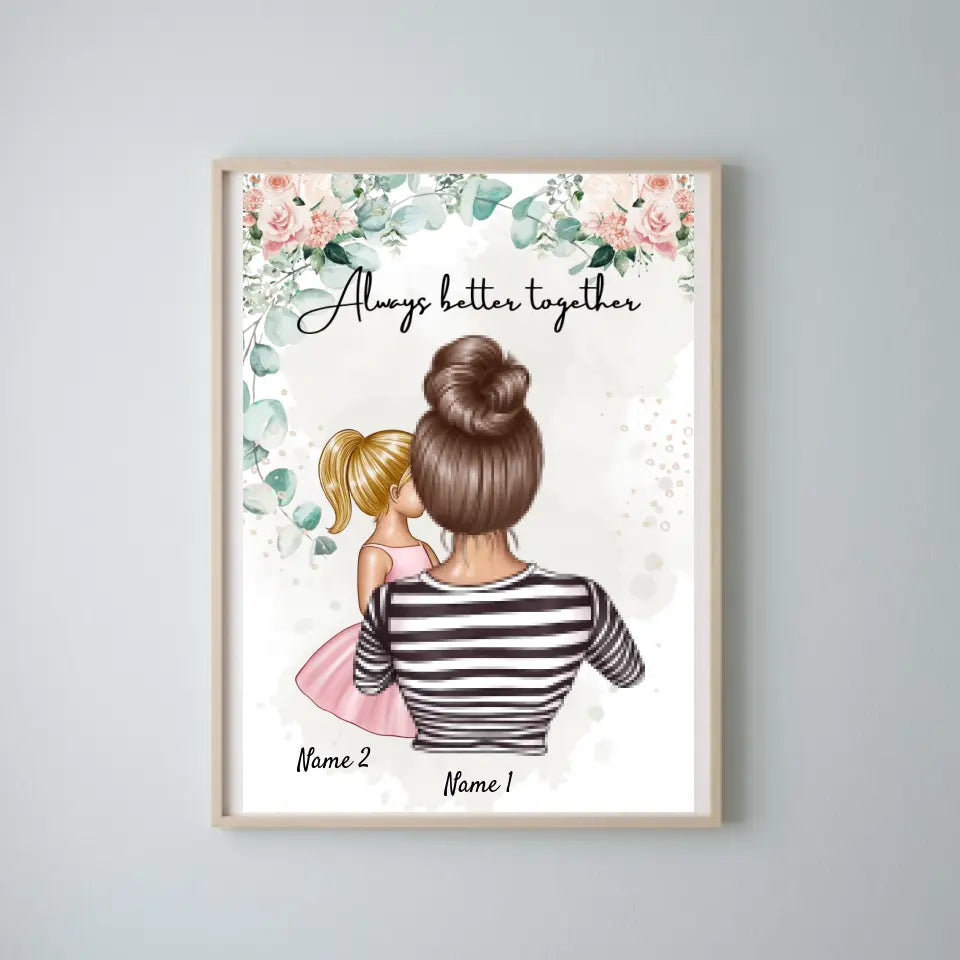 Bästa mamma - Personaliserad Poster (Kvinna med 1-2 barn)