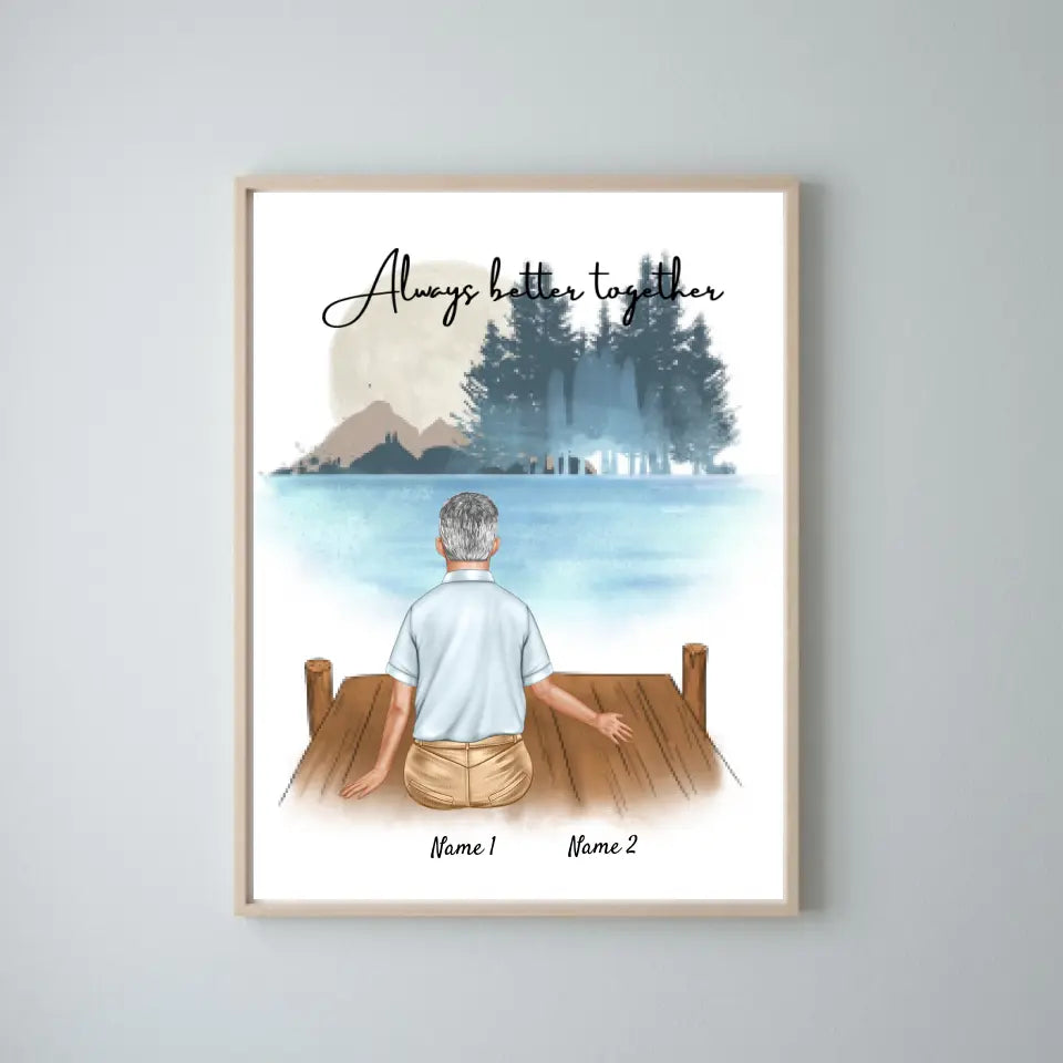Favorit morfar med barnbarn - Personaliserad Poster (1-2 barnbarn)