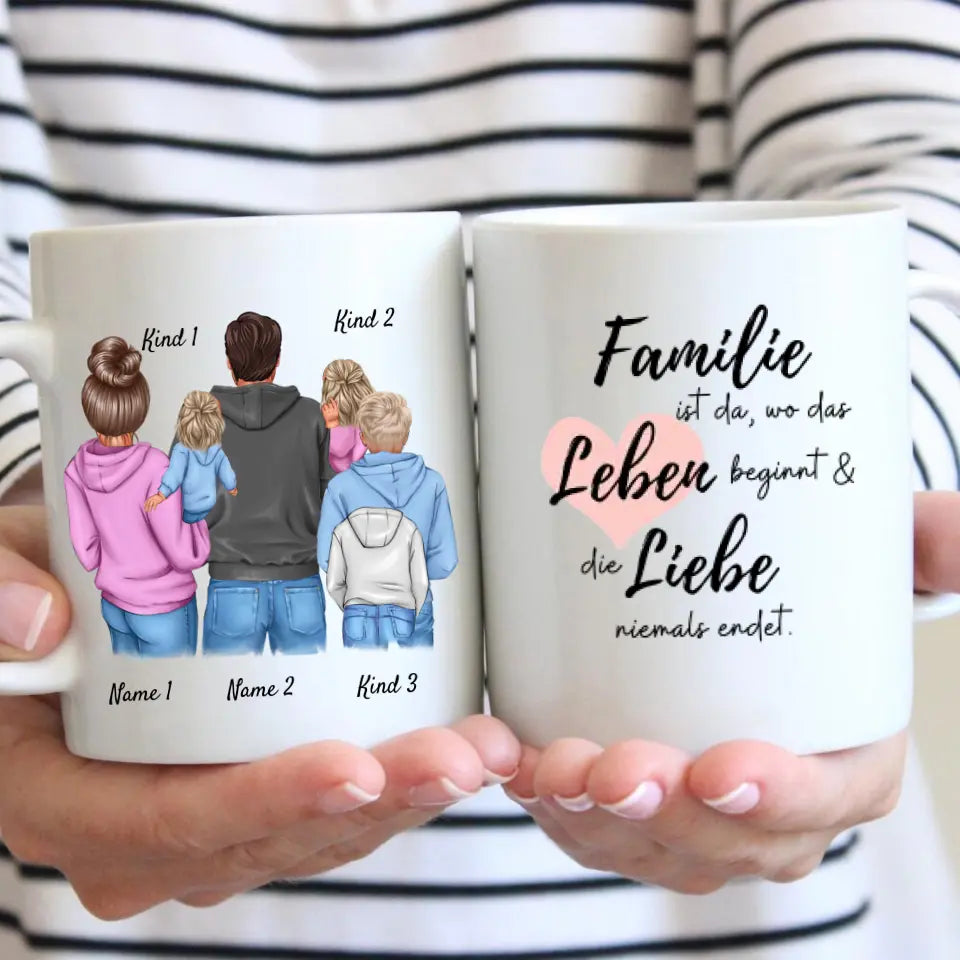 Min familj - Personlig mugg (1-4 barn)