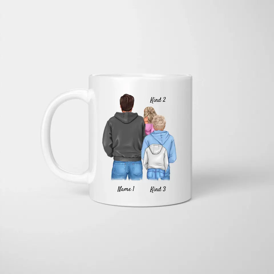 Pappa med barn - Personlig mugg (1-3 barn, tonåringar)