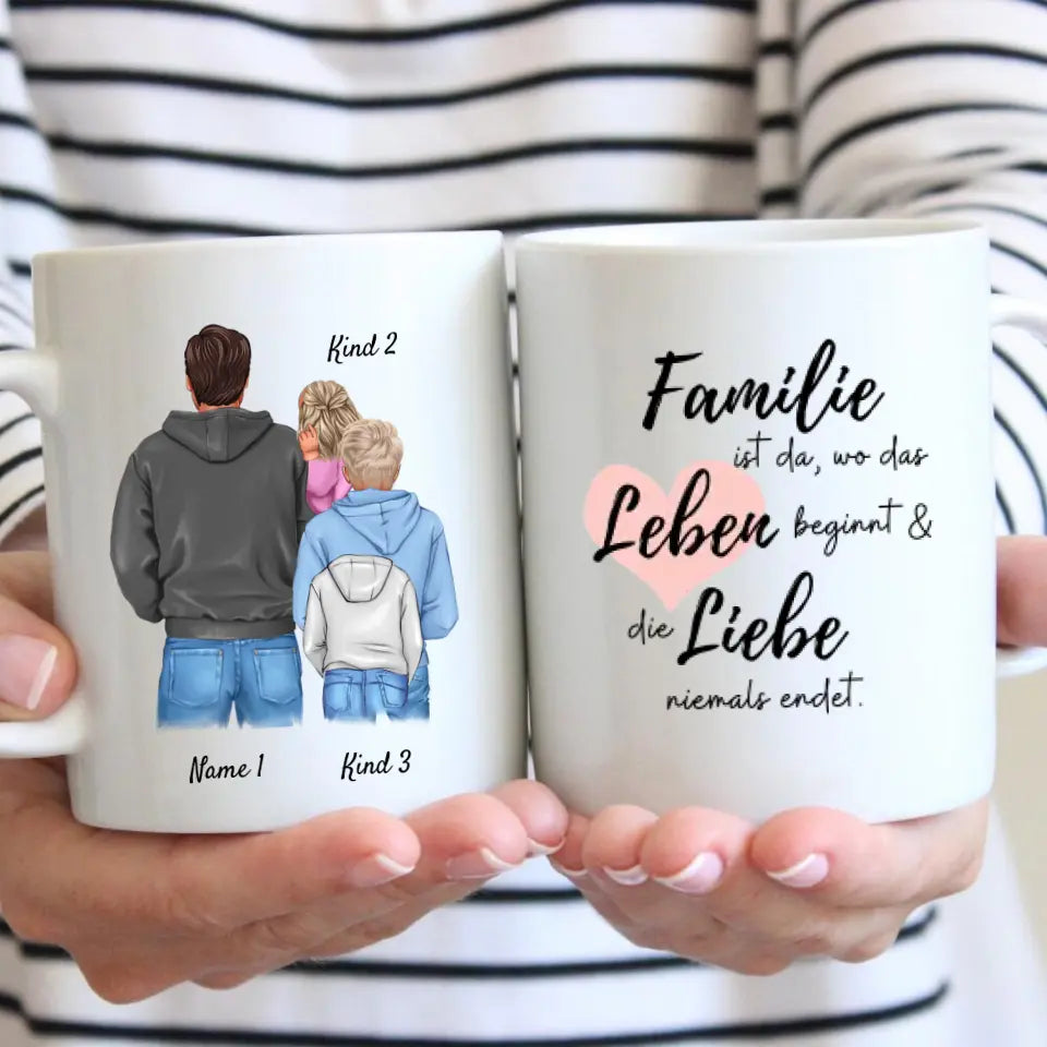Pappa med barn - Personlig mugg (1-3 barn, tonåringar)