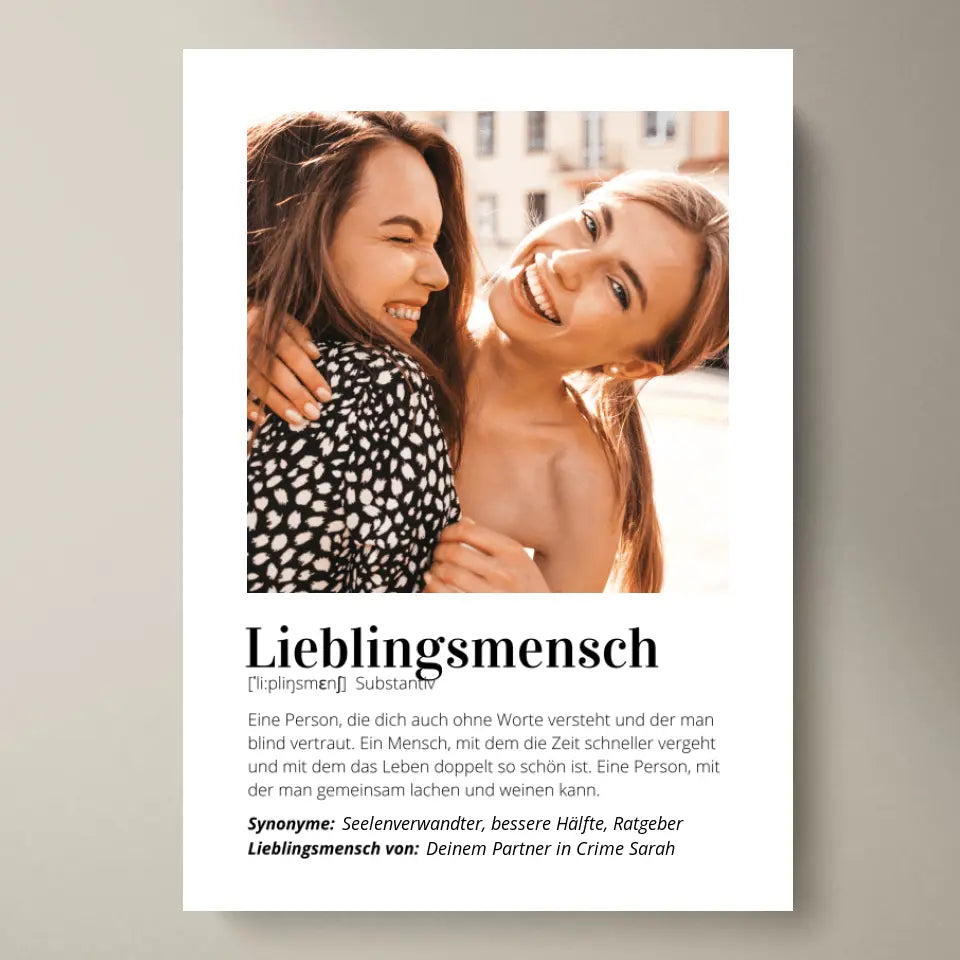 Fotoaffisch "Definition" - Personlig gåva "Favoritperson"