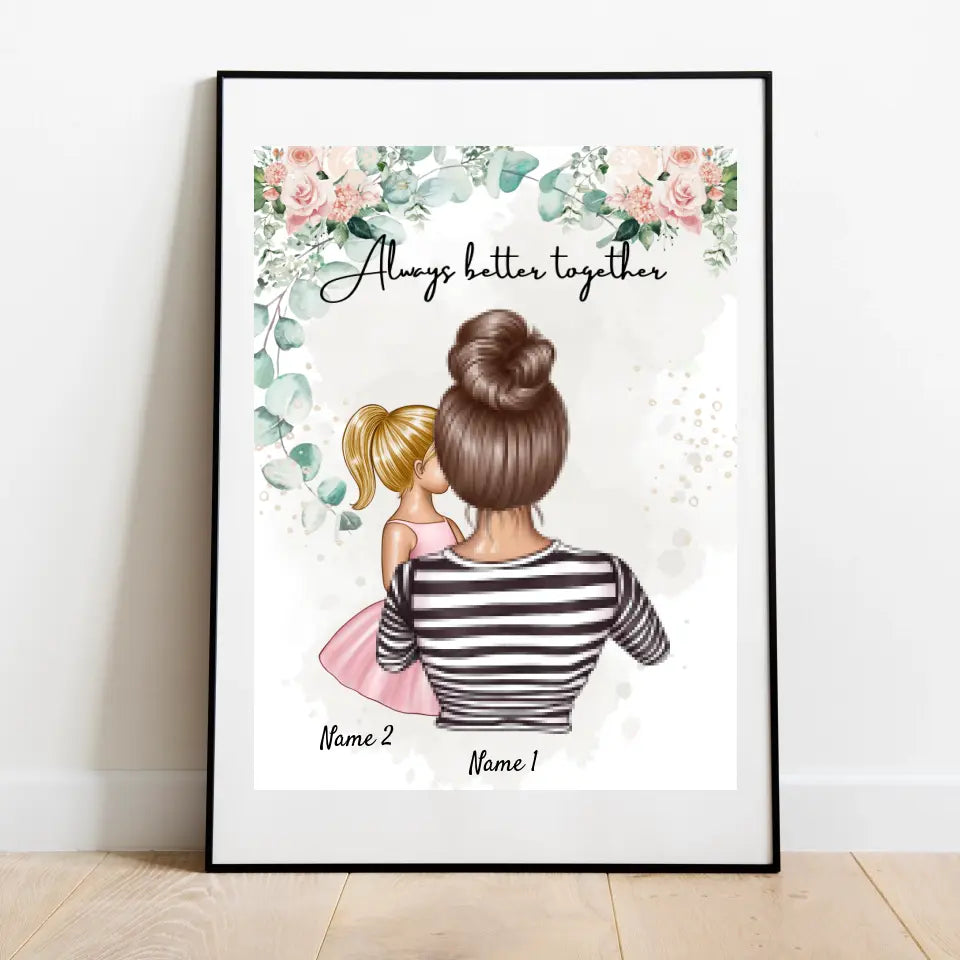 Bästa mamma - Personaliserad Poster (Kvinna med 1-2 barn)