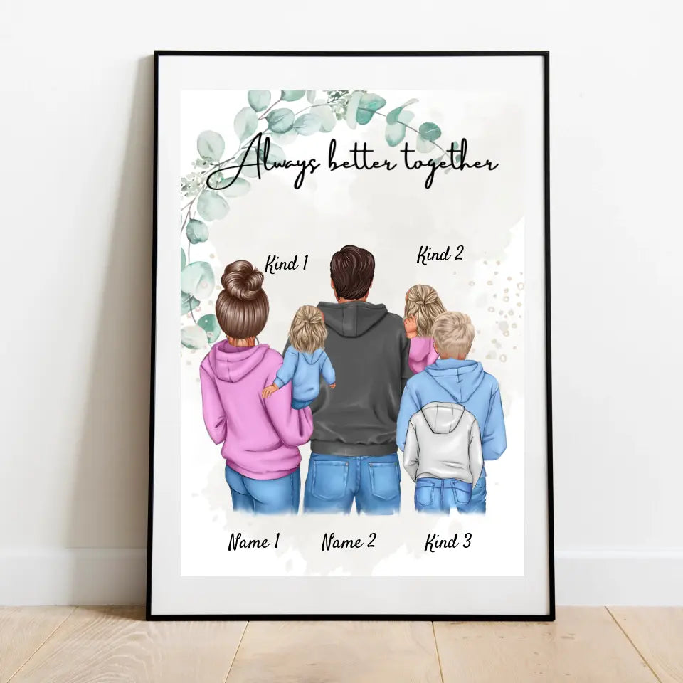 Min familj poster - Personlig poster (1-4 barn)