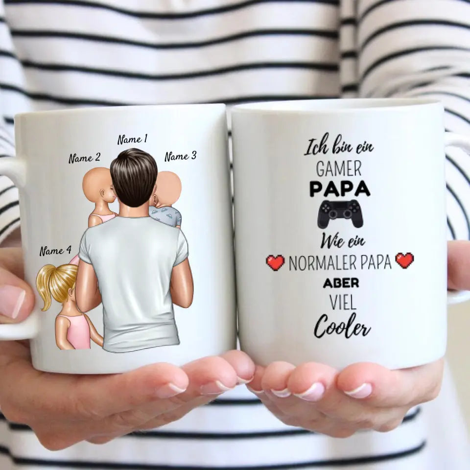 Cool Gamer PAPA - Personlig mugg för pappor (med 1-4 barn)