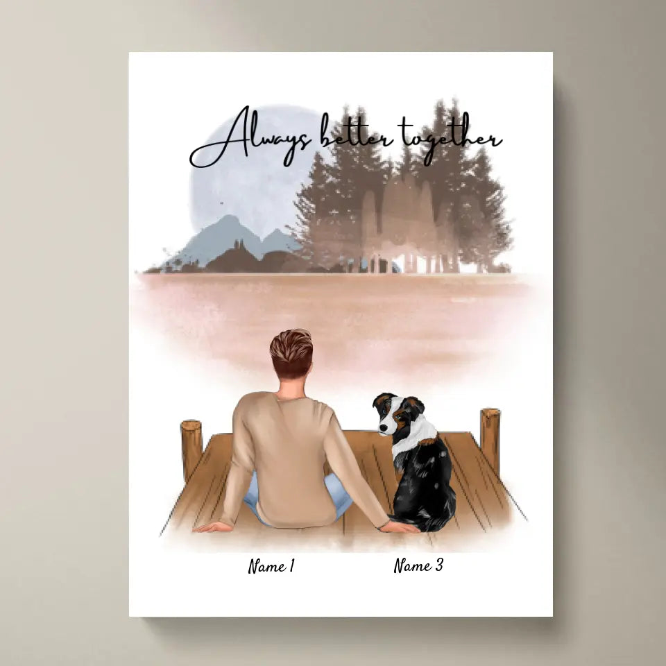 Master med husdjur - Personaliserad Poster (Man med hund eller katt)