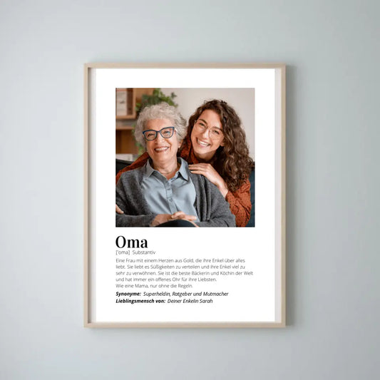 Fotoaffisch "Definition" - Personlig gåva "Mormor"
