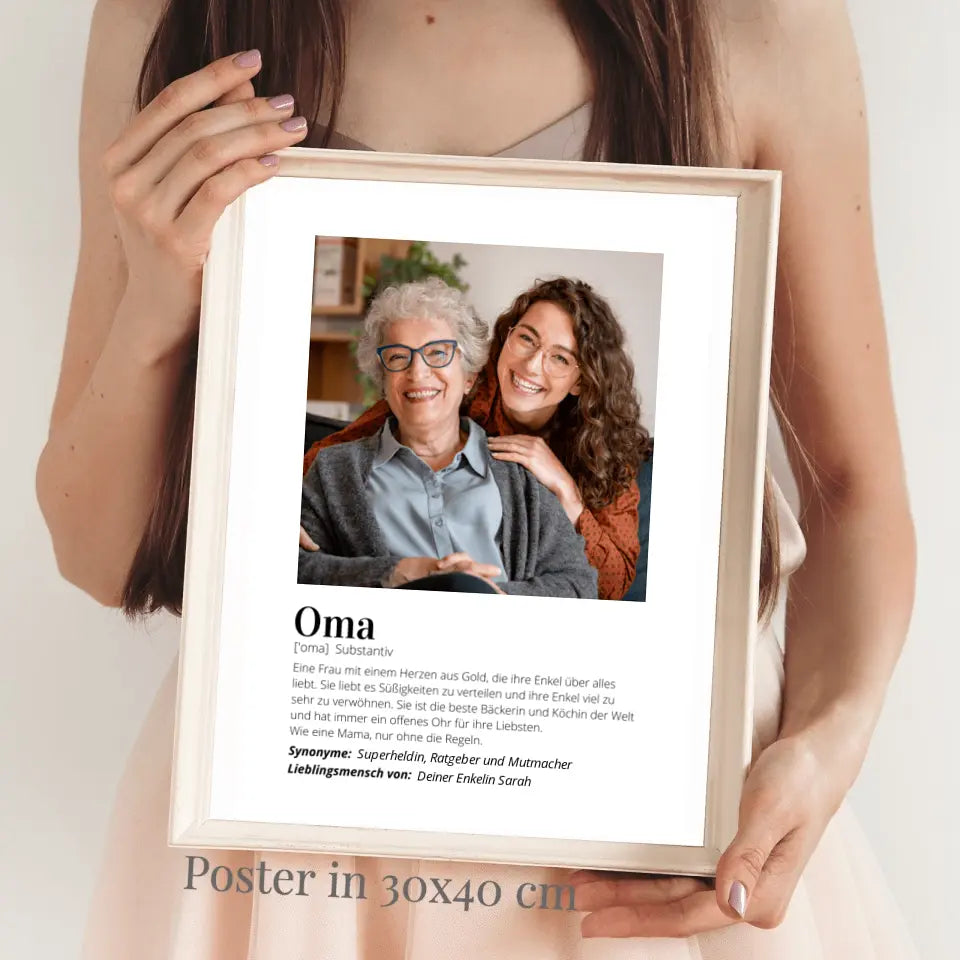 Fotoaffisch "Definition" - Personlig gåva "Mormor"