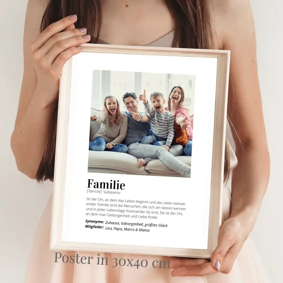 Fotoaffisch "Definition" - Personlig gåva "Familj"