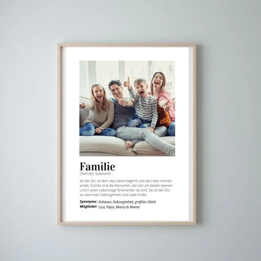 Fotoaffisch "Definition" - Personlig gåva "Familj"
