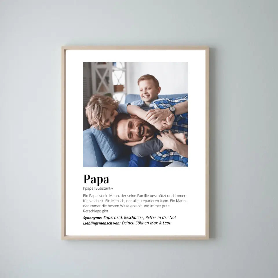 Foto-Poster "Definition" - Personaliserad gåva Papa