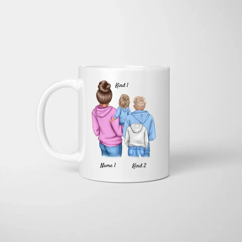 Mamma med barn - Personlig mugg (1-3 barn)