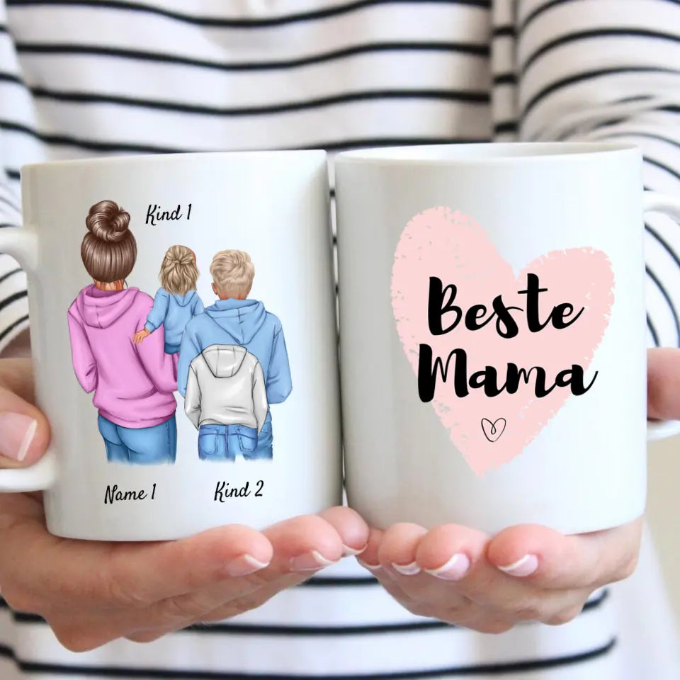 Mamma med barn - Personlig mugg (1-3 barn)