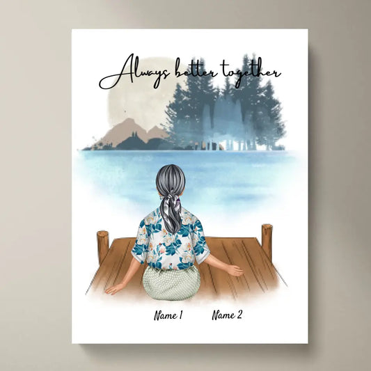 Favoritmormor med barnbarn - Personaliserad Poster (1-2 barnbarn)