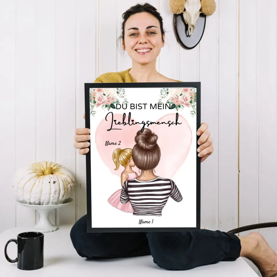 Mamma, min favoritperson - Personlig poster (mamma med 1-4 barn)