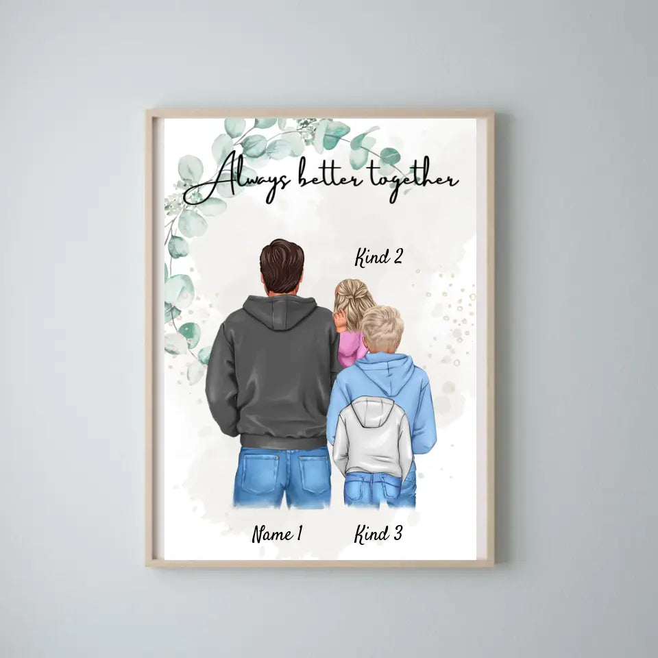 Bästa pappan poster - personlig poster (1-4 barn, tonåringar)