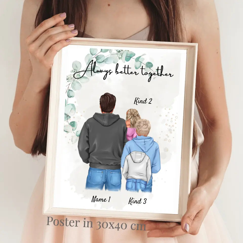 Bästa pappan poster - personlig poster (1-4 barn, tonåringar)