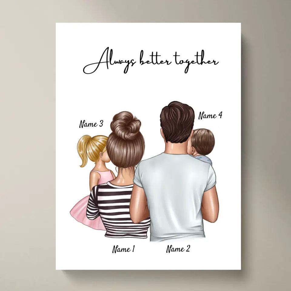 Lycklig familj - Personaliserad Digital bild (Eltern mit 1-4 Kinder)
