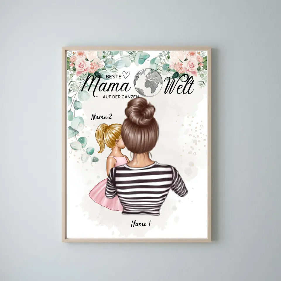 Världens bästa mamma - Personlig poster (mamma med barn)