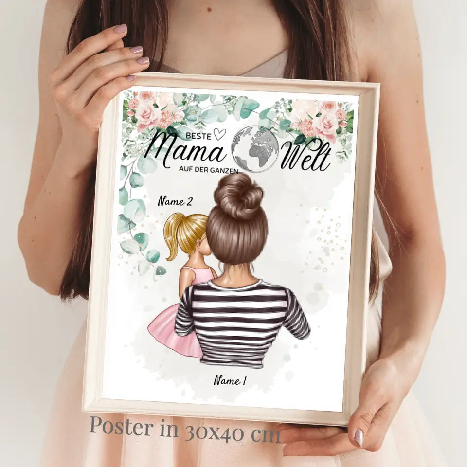 Världens bästa mamma - Personlig poster (mamma med barn)