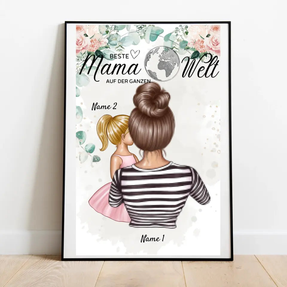 Världens bästa mamma - Personlig poster (mamma med barn)
