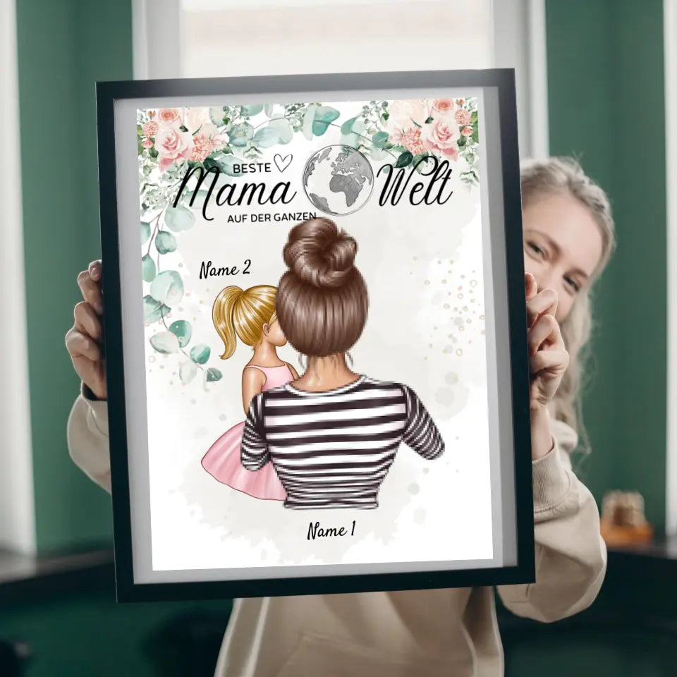 Världens bästa mamma - Personlig poster (mamma med barn)